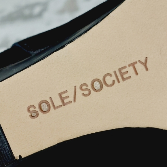 NEW Sole Society Deannah Black Suede Leather Slip On Wedge Heeled Boots I401 - Picture 10 of 12